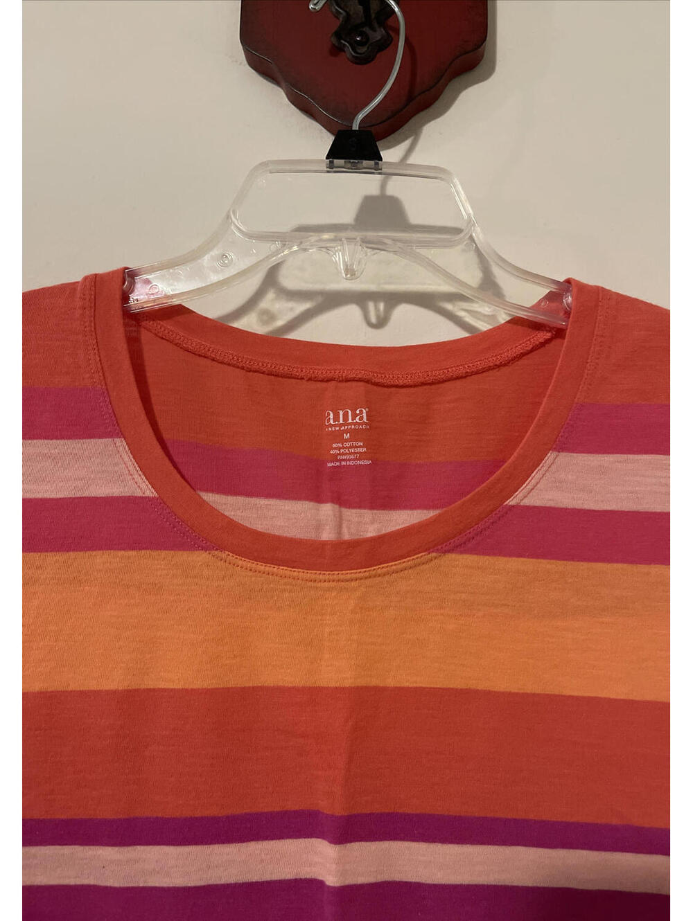 ANA Womens Medium Striped Colorful Short-Sleeved Cotton Shirt! A4604 - Picture 2 of 3